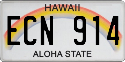 HI license plate ECN914