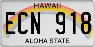 HI license plate ECN918