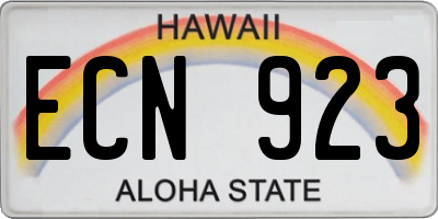 HI license plate ECN923