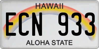 HI license plate ECN933