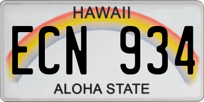 HI license plate ECN934