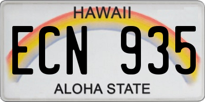 HI license plate ECN935