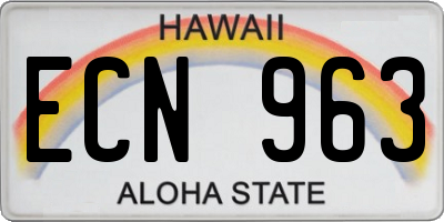 HI license plate ECN963