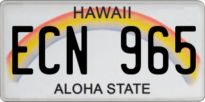 HI license plate ECN965