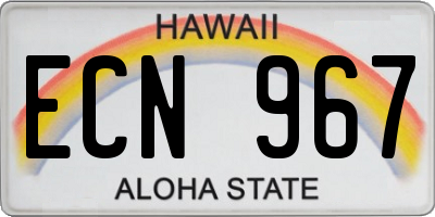 HI license plate ECN967