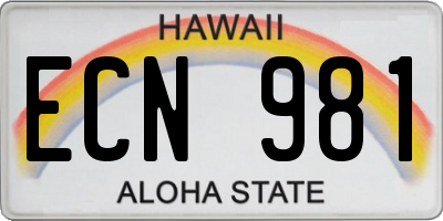 HI license plate ECN981