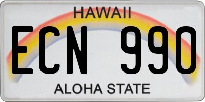 HI license plate ECN990