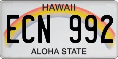 HI license plate ECN992