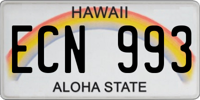 HI license plate ECN993
