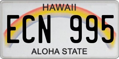 HI license plate ECN995