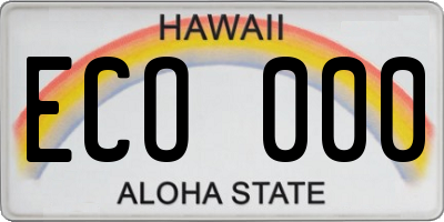 HI license plate ECO000