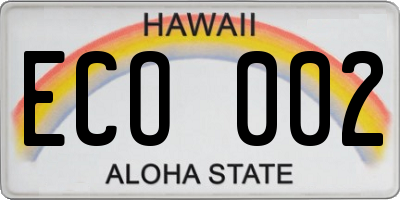 HI license plate ECO002