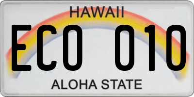 HI license plate ECO010