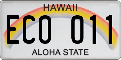 HI license plate ECO011