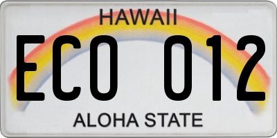 HI license plate ECO012