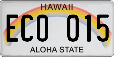 HI license plate ECO015