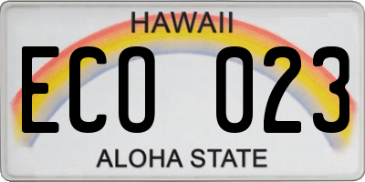 HI license plate ECO023