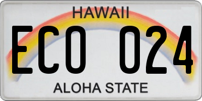HI license plate ECO024