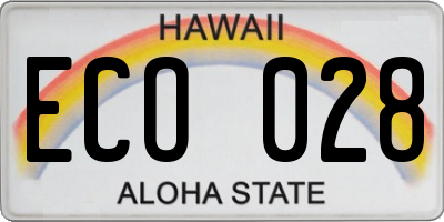 HI license plate ECO028