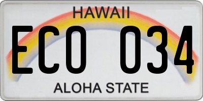 HI license plate ECO034