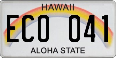 HI license plate ECO041
