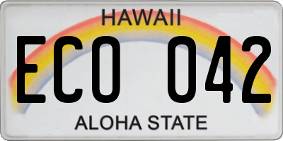 HI license plate ECO042