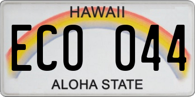 HI license plate ECO044