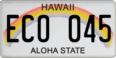 HI license plate ECO045