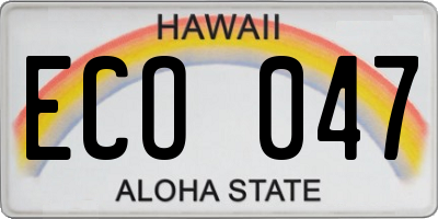 HI license plate ECO047