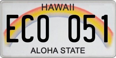 HI license plate ECO051