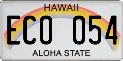 HI license plate ECO054