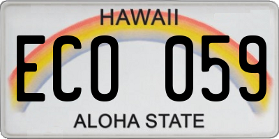 HI license plate ECO059