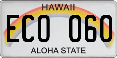 HI license plate ECO060