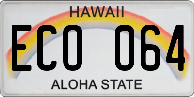HI license plate ECO064
