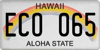 HI license plate ECO065