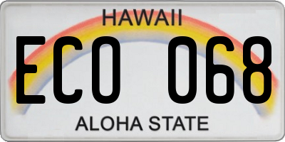 HI license plate ECO068