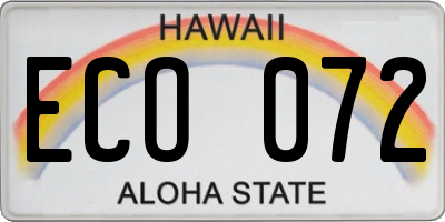 HI license plate ECO072