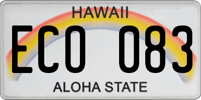 HI license plate ECO083