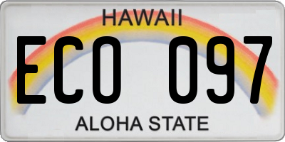 HI license plate ECO097