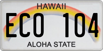 HI license plate ECO104