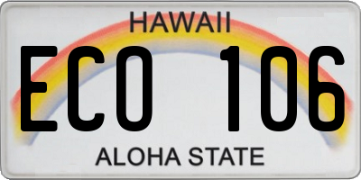 HI license plate ECO106