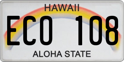 HI license plate ECO108