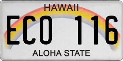 HI license plate ECO116