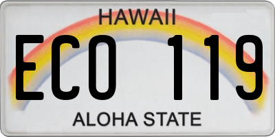 HI license plate ECO119