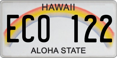 HI license plate ECO122