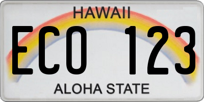 HI license plate ECO123