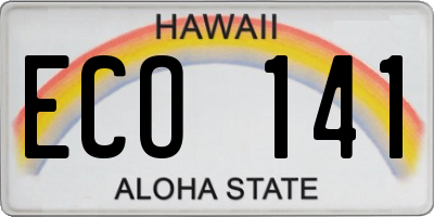 HI license plate ECO141