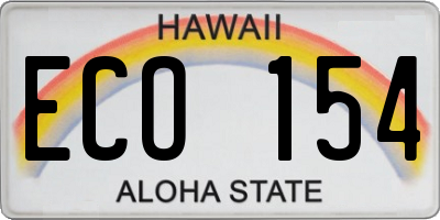HI license plate ECO154