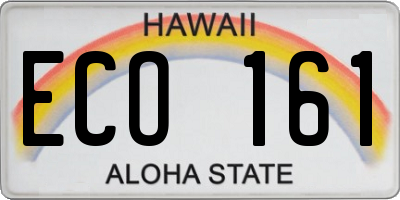 HI license plate ECO161