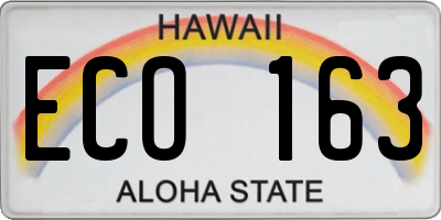 HI license plate ECO163